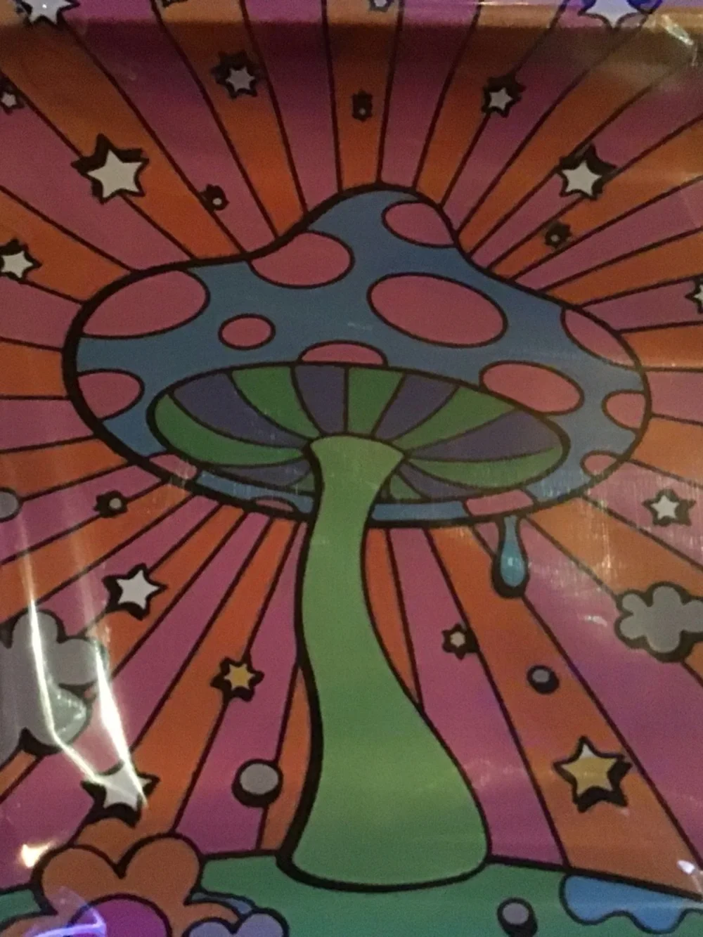 Psychedelic Mushroom Metal rolling tray - Pink & Orange